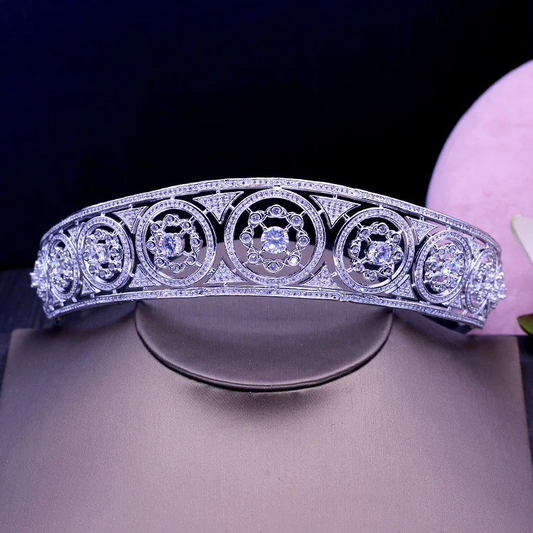 Стразы SLBRIDAL из медного сплава с кубическим цирконием свадебная тиара фианитом