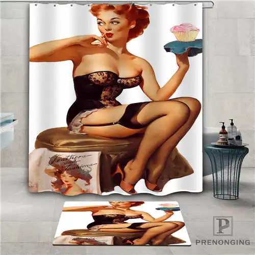 Индивидуальный дизайн pin-up (1) водонепроницаемый занавеска для душа коврик дома