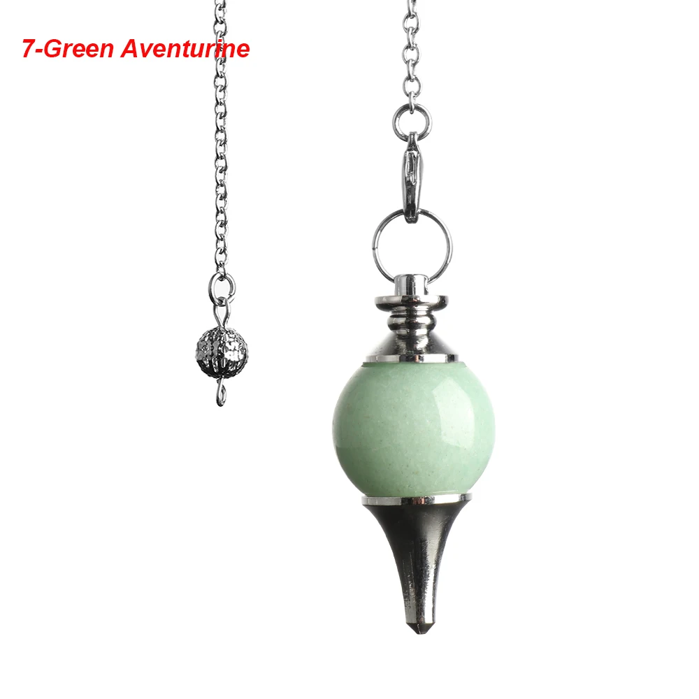 Green Aventurine 1 шт. натуральная Подвеска из камня и хрусталя красный Агаты маятник круговой конус гадание амулет колье ювелирные изделия Аксессуары для унисекс - Окраска металла: Green Aventurine