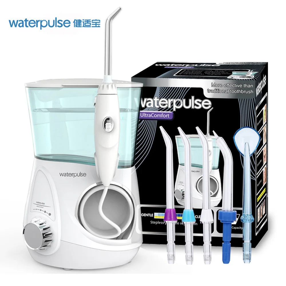Waterpulse V600G воды Flosser с 5 Советы электрический ирригатор полости рта зубные 800 мл