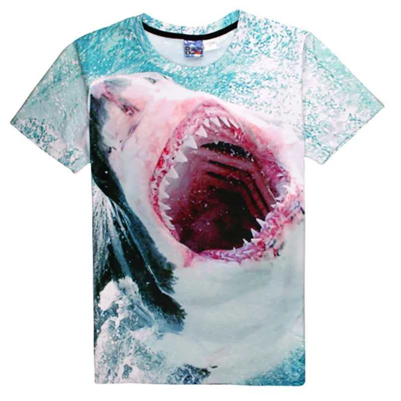 2019 летние модные мужская 3D футболка Женские футболки с принтом акулы медведя