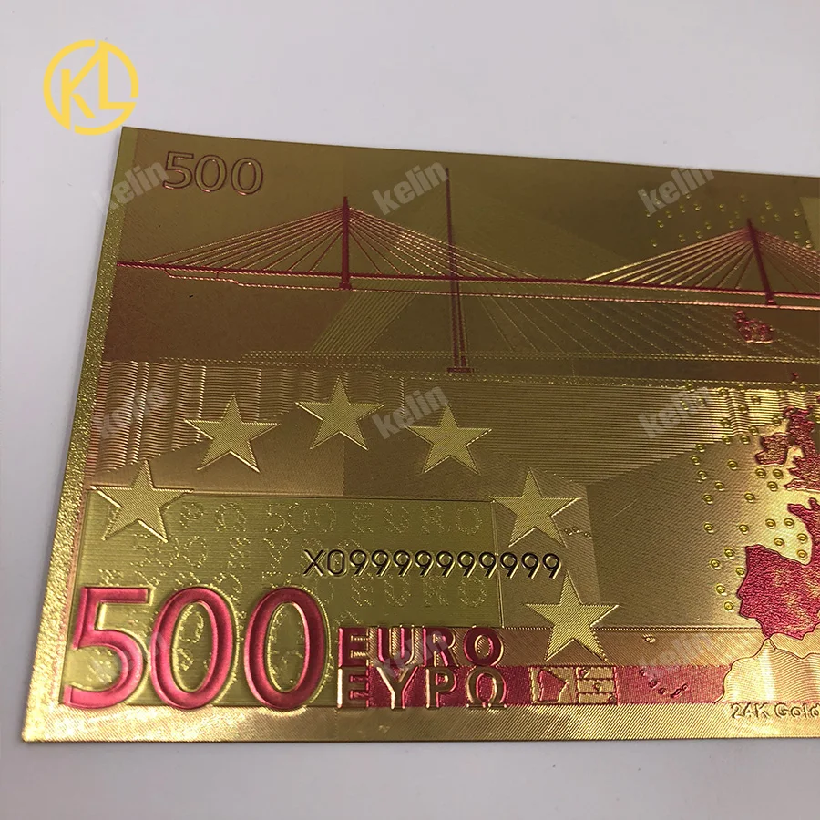 10Pcs/Lot Colorful European Banknote Currency 500 Euro Banknote in 24K Gold Foil Fake Money For Gifts images - 6