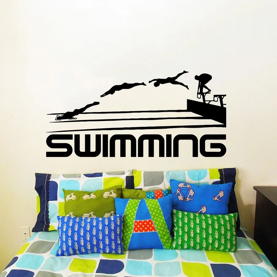 

Free shipping Swimming Sport Series Art Wall Stickers Swim Athletes Jumping Silhouettes Special Designed Wall Decals Home Decor