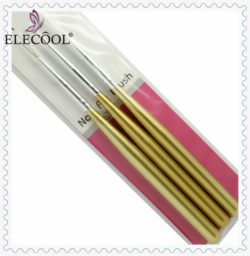 01 ELECOOL 3/1 шт Нейл-арт лайнер живопись кисточки для геля лак для ногтей, набор для маникюра Стразы акриловые деревянной ручкой полоса линии - Цвет: 01