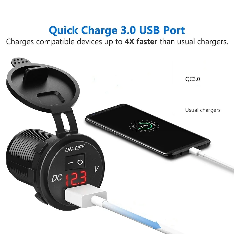 12В 18 Вт 12В/24В Быстрая зарядка 3 0 USB Автомобильное зарядное устройство адаптер