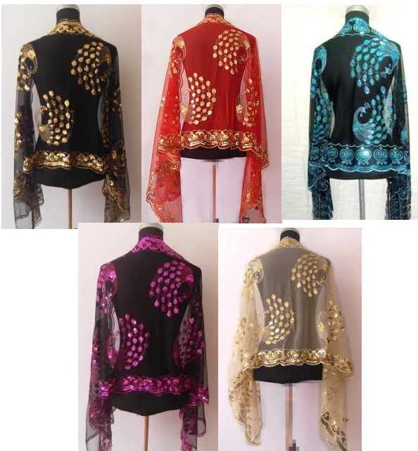 ! Holesale/распродажа женская модная шаль из шелка и полиэстера с блестками вышивкой