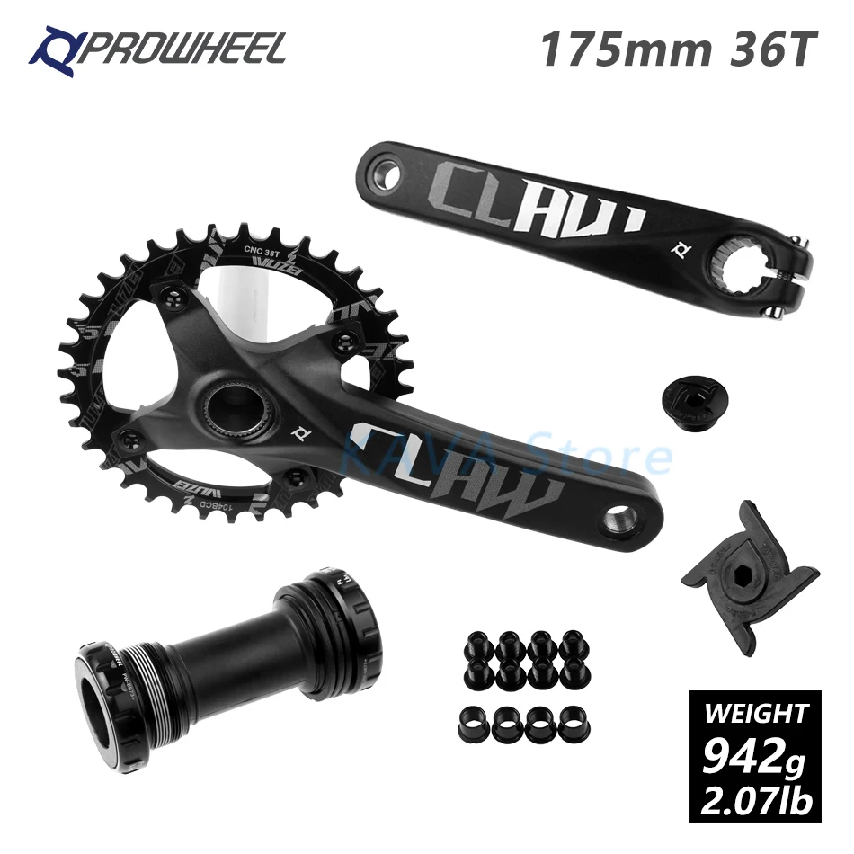 Горный велосипед MTB велосипедные рукоятки передняя Звездочка 104BCD звездочки 170/175 мм Звездочка Круглый 30/32/34/36/38T каретка BB кривошипно комплект - Цвет: 175 Black 36T and BB