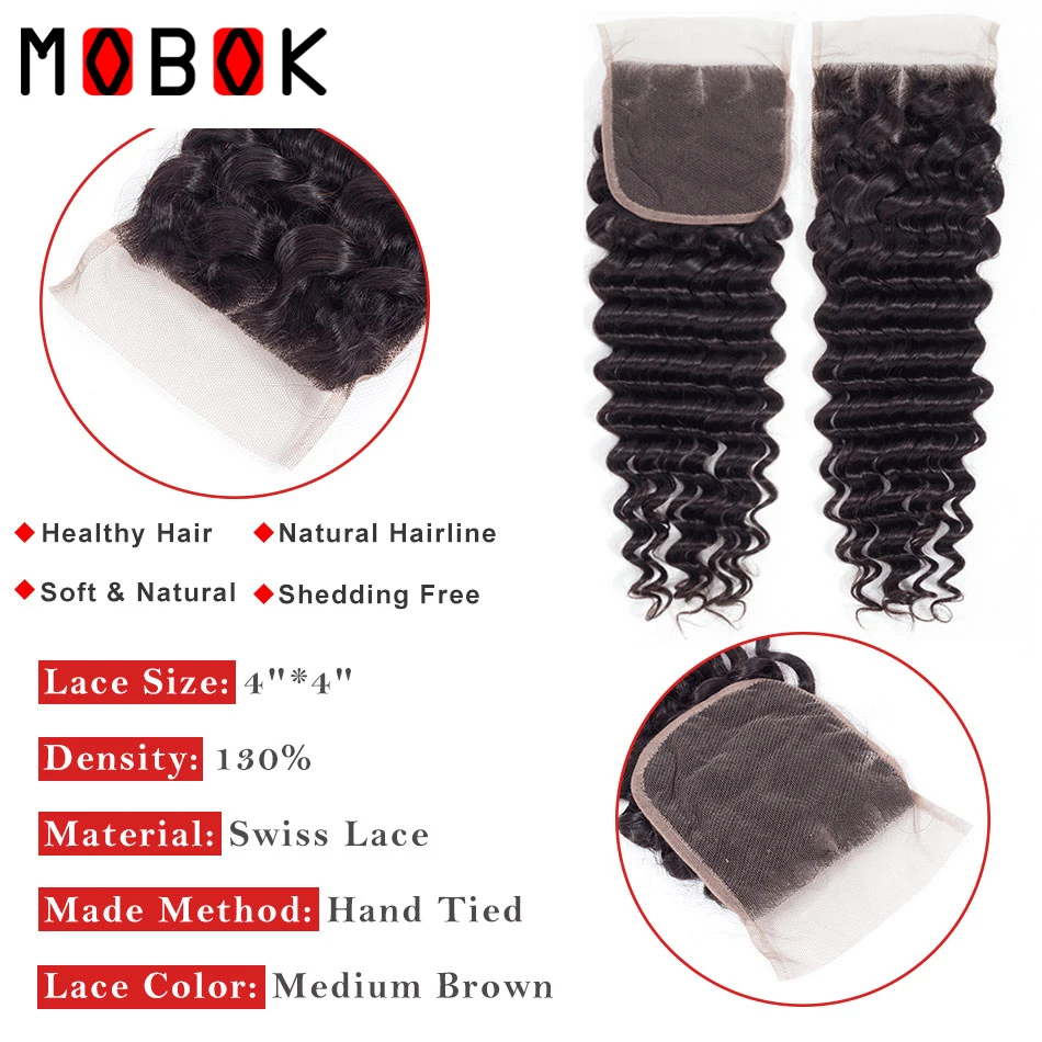 Накладные волосы с глубокой волной 100% натуральные Remy швейцарские кружевные