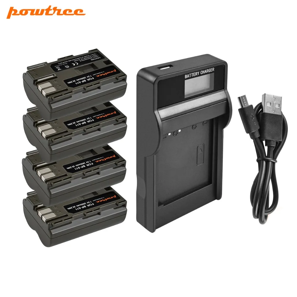 Аккумулятор Powtree для цифровой камеры Canon BP 511 BP511 BP511A 7 2 в 2800 мАч + зарядное