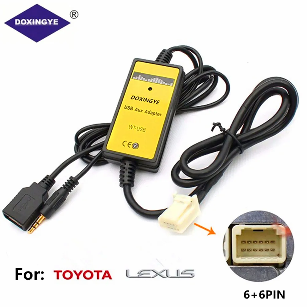 DOXINGYE автомобильный радиоприемник цифровой USB MP3 интерфейс cd-чейнджер адаптер с 3,5 мм AUX вход для TOYOTA LEXUS Corolla Серия 6+ 6PIN