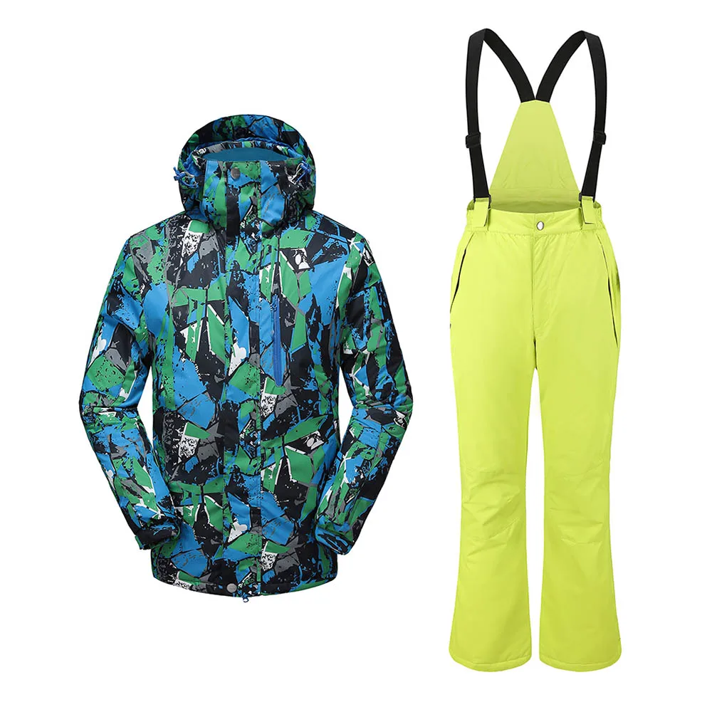 Green J Green P Goexplore Ski Suit Men Outdoor Waterproof Skiing Mountain Sport Snowboard Suit Snow Set Winter Suit Men Pants And Jacket Male - Цвет: Green J Green P