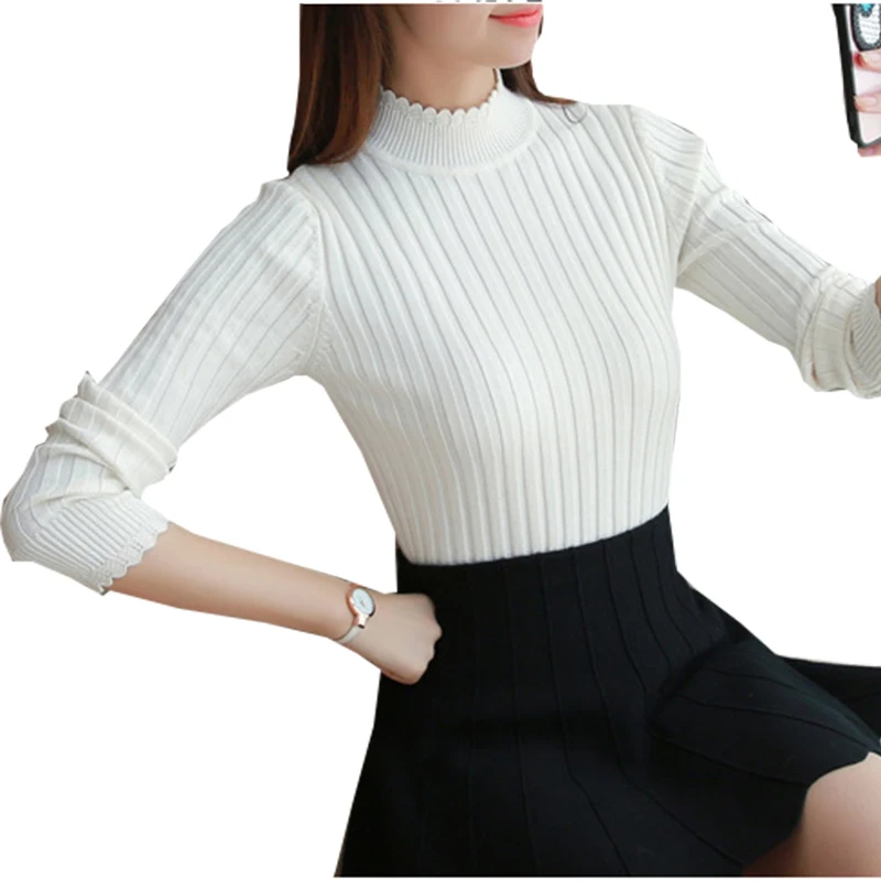 Осень-зима 2019 женский свитер с полувысоким воротником облегающие толстые