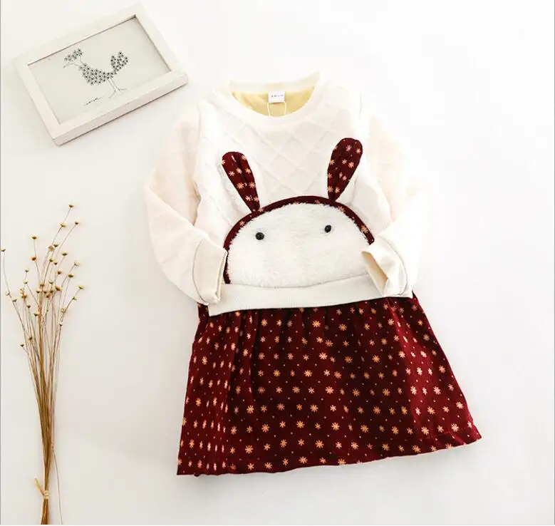 2018 autumn and winter new wave of lovely cute princess dress rabbit girl super soft child children's clothing | Детская одежда и