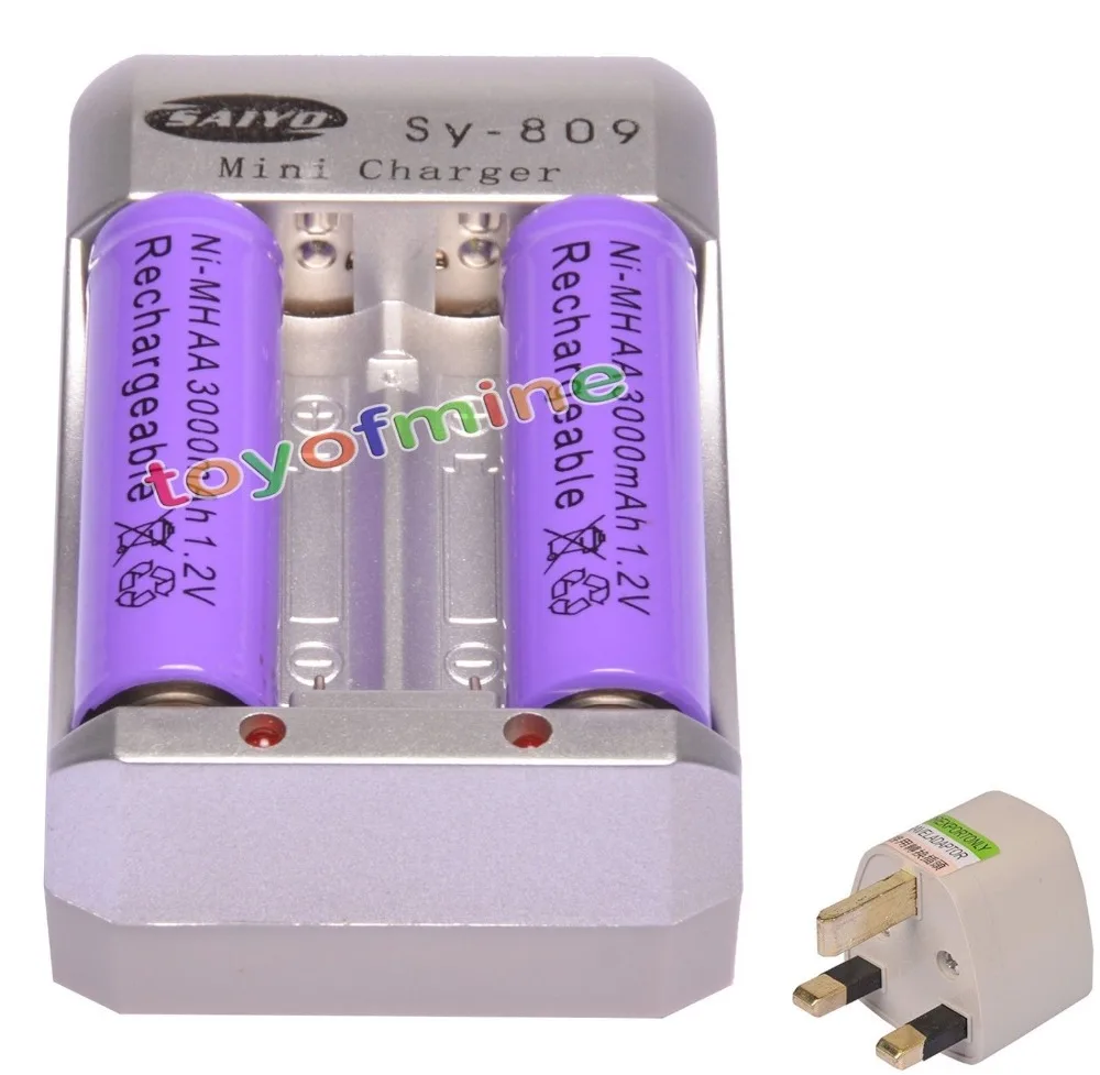 2x AA 3000mAh 1 2 V Ni MH аккумуляторная батарея фиолетовый для RC игрушки камера + зарядное
