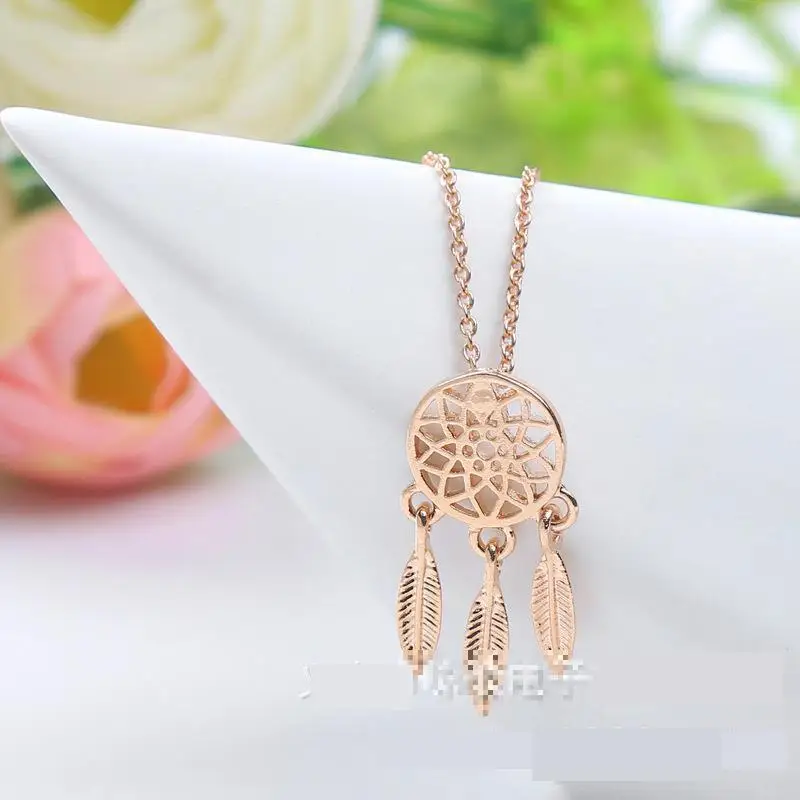 Золотой цвет ожерелья с изображением Ловца снов для женщин цепочка из