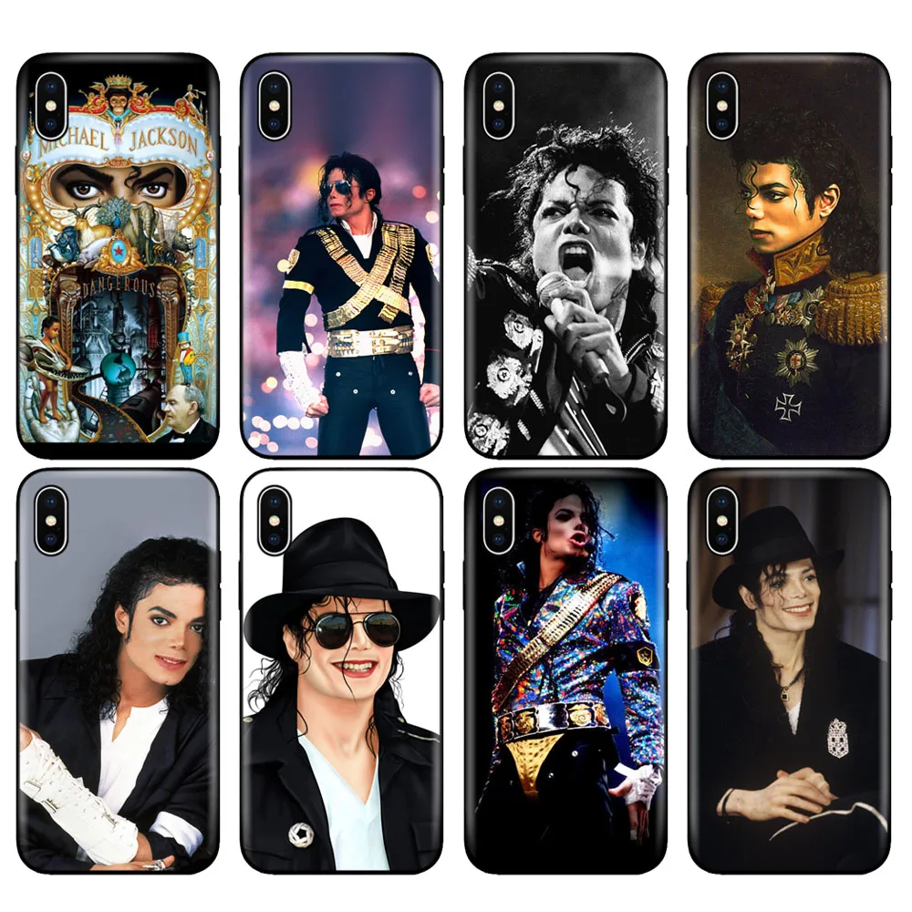 

Black tpu case for iphone 5 5s se 6 6s 7 8 plus x 10 case silicone cover for iphone XR XS 11 pro MAX case Michael jackson