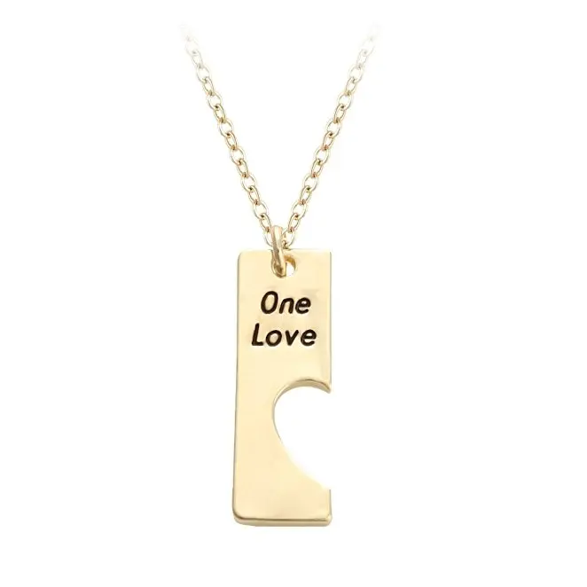 

Пользовательское имя индивидуальное подвесное ожерелье кубоид One Love с половинками сердца Шарм для влюбленной пары, для семьи кулон ожерель...