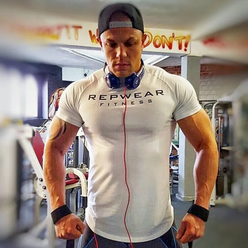 ZFIT Мужская Спортивная хлопковая футболка для бега фитнеса бодибилдинга с