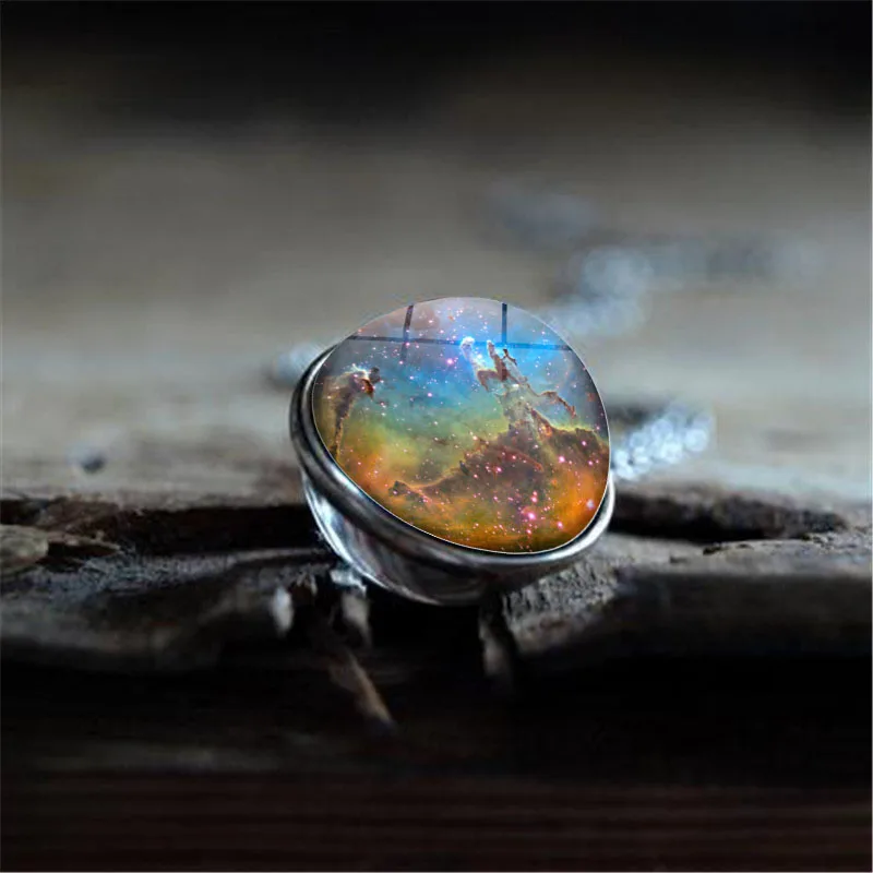 Ожерелье с подвеской в виде стеклянного шара Universe Galaxy Nebula двусторонняя картина