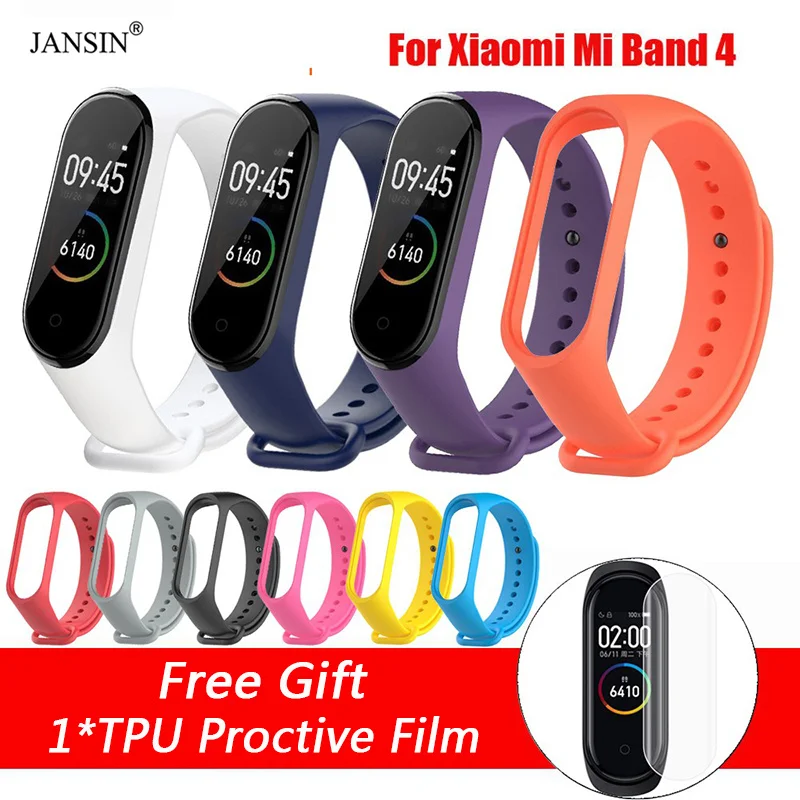 Спортивный силиконовый ремешок для Xiaomi Mi Band 4 аксессуары смарт-часов + Бесплатная