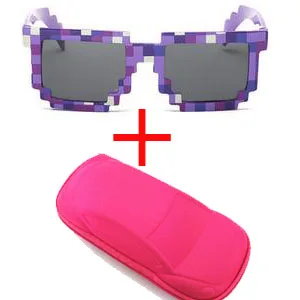 purple and roredcase Длинные Хранитель мой мир очки пиксели детские солнцезащитные очки для маленьких мальчиков мозаика 1,5-11 лет Квадратные Солнцезащитные очки для мальчиков детская Новинка - Цвет линз: purple and roredcase