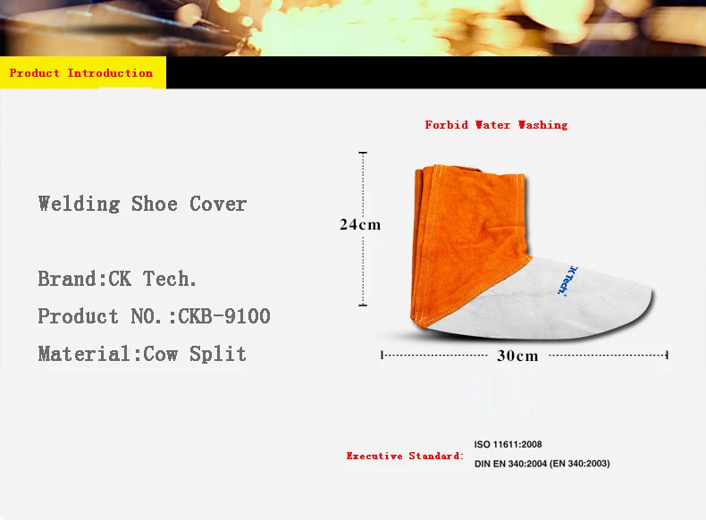 CK Tech. Welding Leather Shoes Cover Flame Resistant Anti-Heat Wear Resistant Workplace Welder's Foots Cowhide Protective Cover