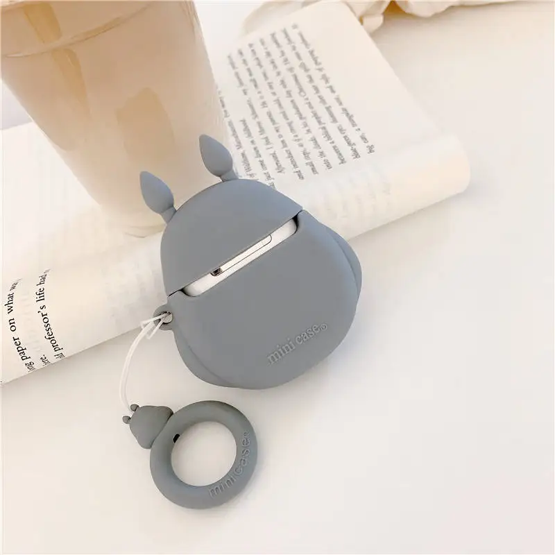 3D милый каваи аниме мультфильм Тоторо Безликий человек чехол для Airpods 1 2 без лица человек беспроводной наушники крышка с палец кольцо ремень