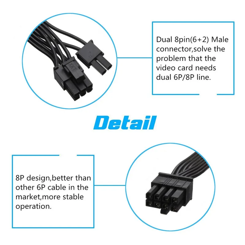 Удлинительный кабель GPU для видеокарты 60 см 18awg 8 Pin Pin(6 + 2) Male PCI-E | Компьютеры и офис