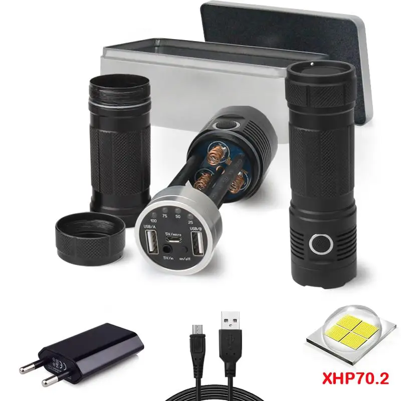Xhp70.2 usb зарядка самый мощный фонарик CREE xhp70 военный прожектор охотничий 18650 ручной