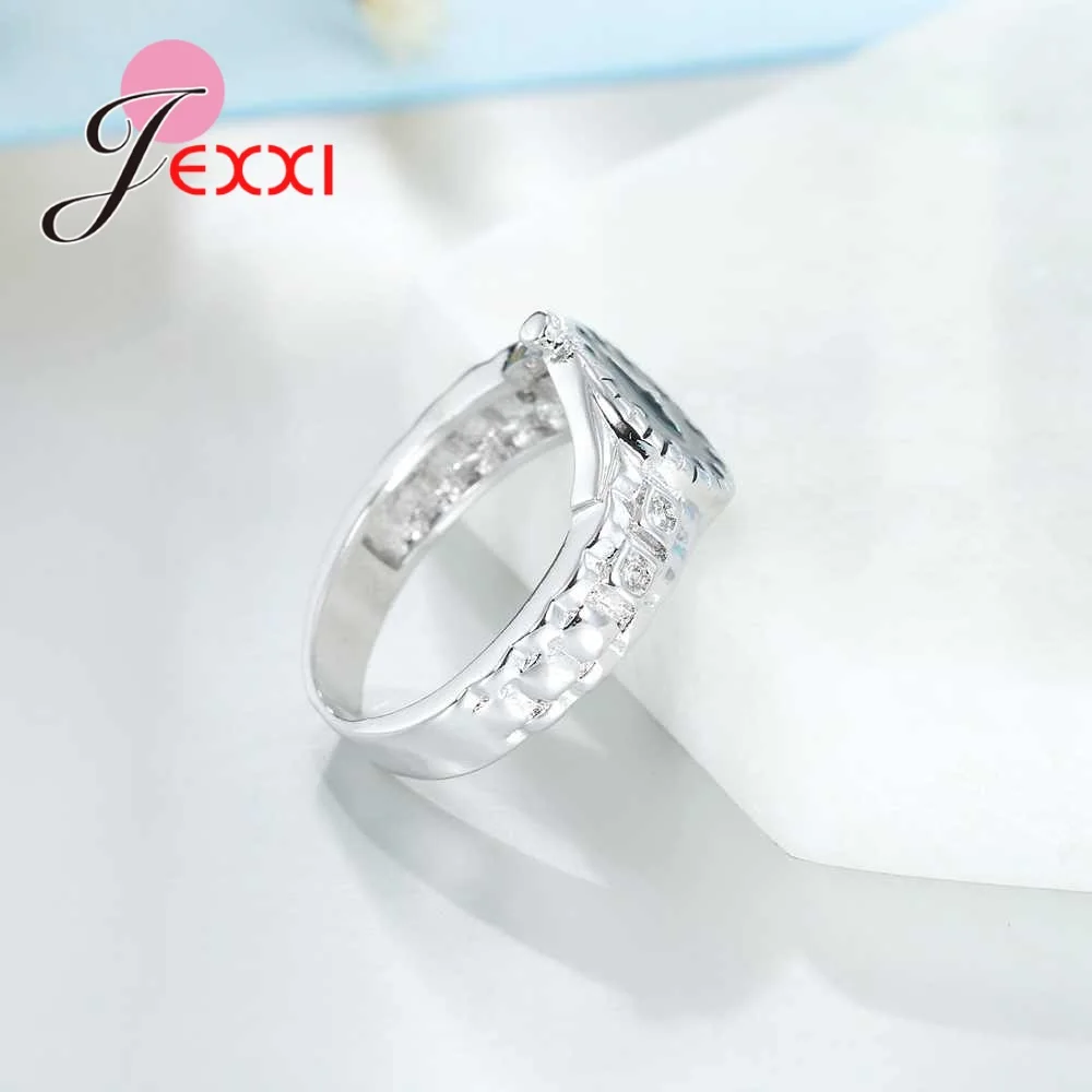 Панк стиль модные часы форма 925 пробы серебряные кольца для женщин и мужчин