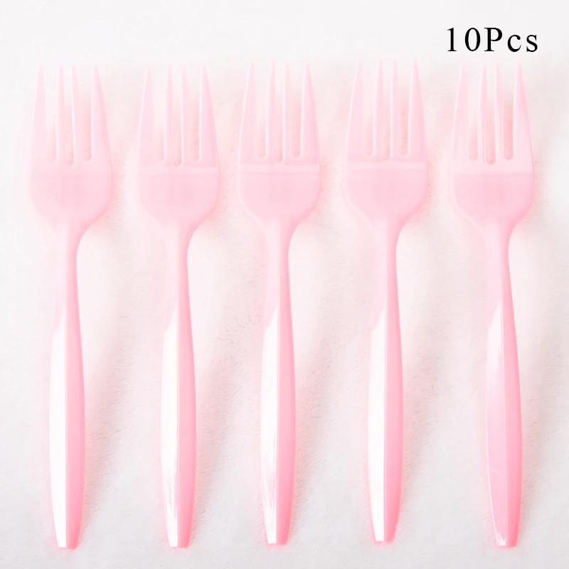 Pink fork x 10 Вечерние украшения для девочек и мальчиков с изображением моего первого зуба, бумажный стаканчик, тарелка розового и синего цвета для вечеринки в честь Дня рождения детей, AH44 - Цвет: Pink fork x 10
