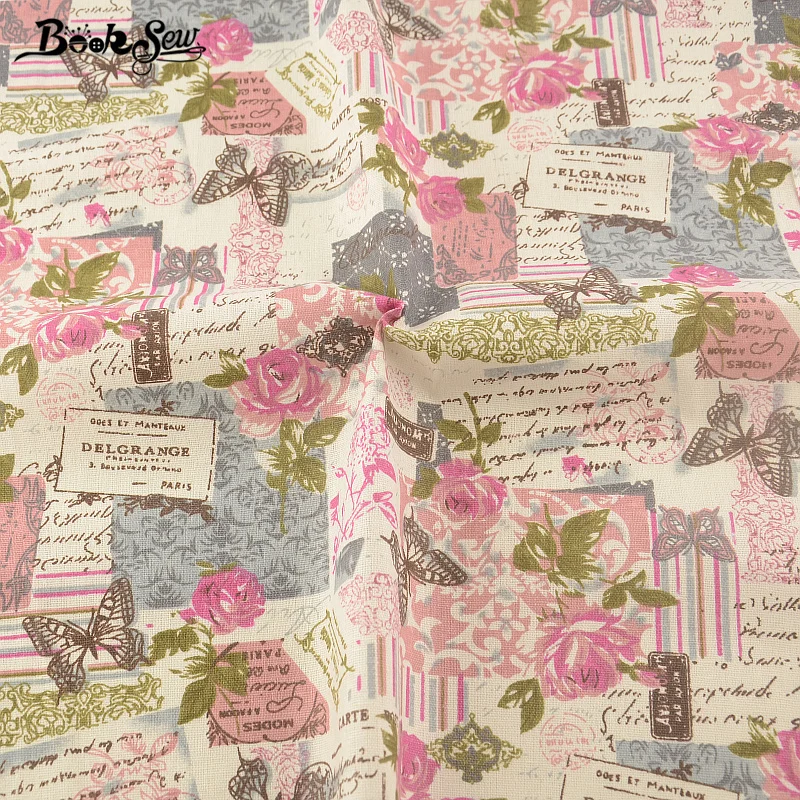 Printed Rose Cotton Booksew Sewing Material Tissu Home Textile Tablecloth Pillow Bag Curtain Cushion Zakka Linen Fabric Per CM | Дом и сад