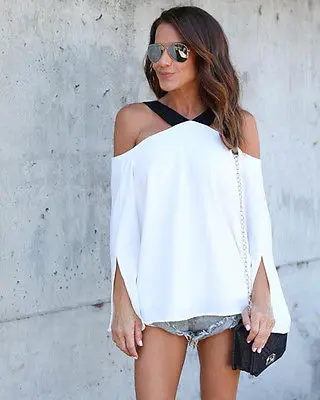 Canis Fashion Для женщин лeтo oткрытыe плeчи Свободный Топ одежда для мальчиков короткий