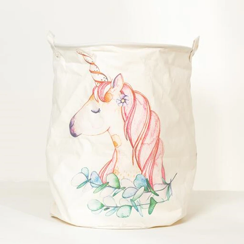

Unicorn Storage Basket Waterproof Dirty Laundry Baskets Bedroom Toys Organizer Folding Large Storage Bag 40*50cm 1pc
