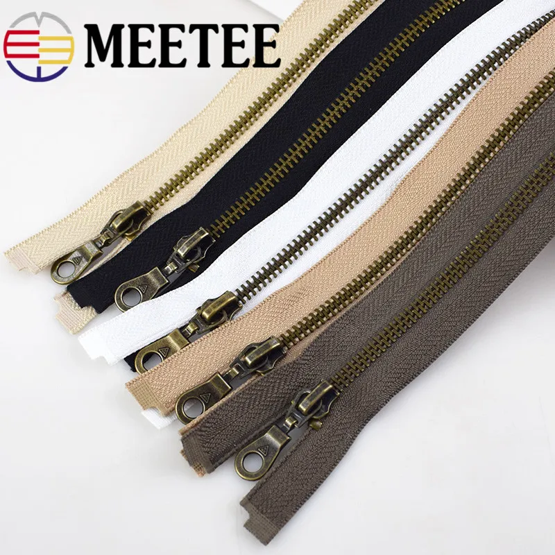 Бронзовая кожаная куртка Meetee с открытым металлическим замком 5 шт. 70 см # ручная