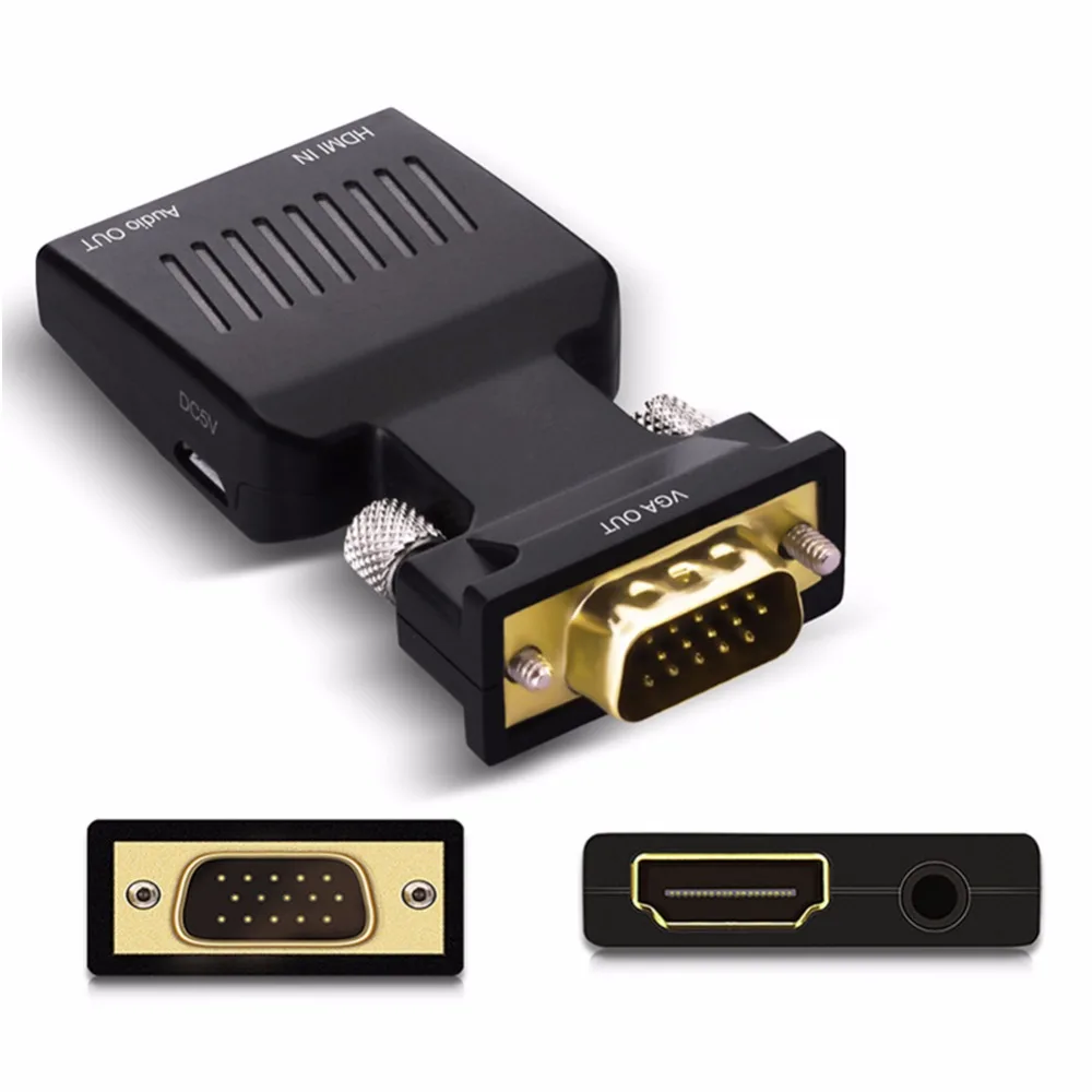 Позолоченный активный 1080P HDMI Женский вход в VGA Мужской выходной конвертер адаптер