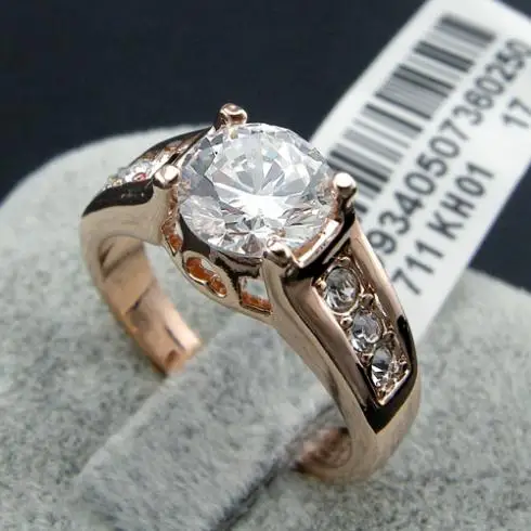 Женское кольцо с австрийским кристаллом # RG93405whitegold Брендовое золотого цвета