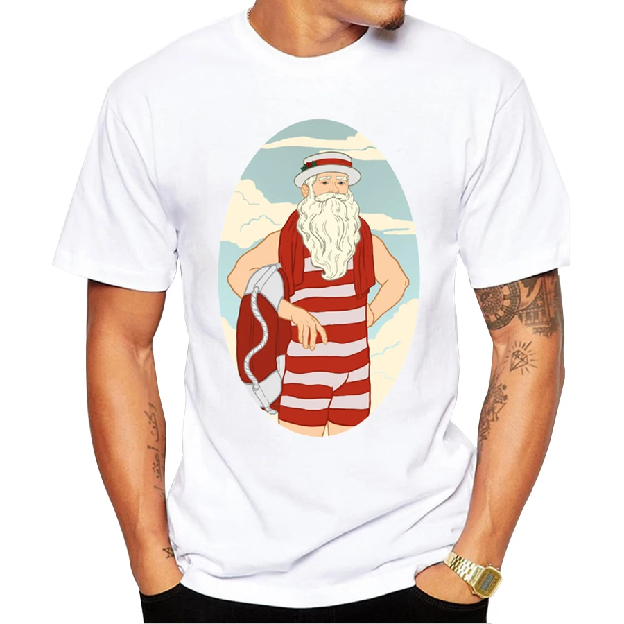 2018 Мужская Рождественская футболка модные мужские футболки с принтом Санты