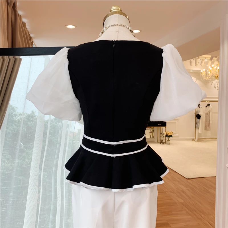 Высокое качество новейшая мода 2019 дизайнерская блузка женская квадратный