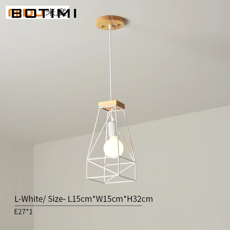 Size L in White BOTIMI, простой дизайн, светодиодный подвесной светильник для столовой, деревянная кухонная лампа, винтажная металлическая Подвесная лампа для ресторана - Цвет корпуса: Size L in White