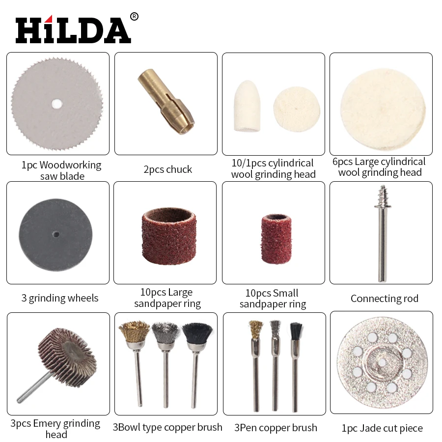 Набор аксессуаров HILDA 264 шт./компл. для вращающегося инструмента Dremel подходит