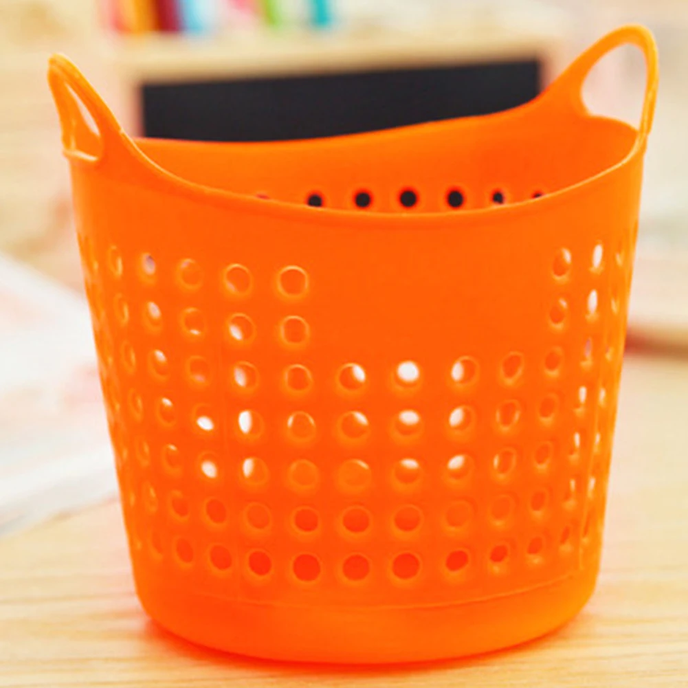 Colorful Durable Trash Can Flexible Plastic Stationery Storage Basket Dorm High Quality Laundry Closet Organizer Bins | Дом и сад