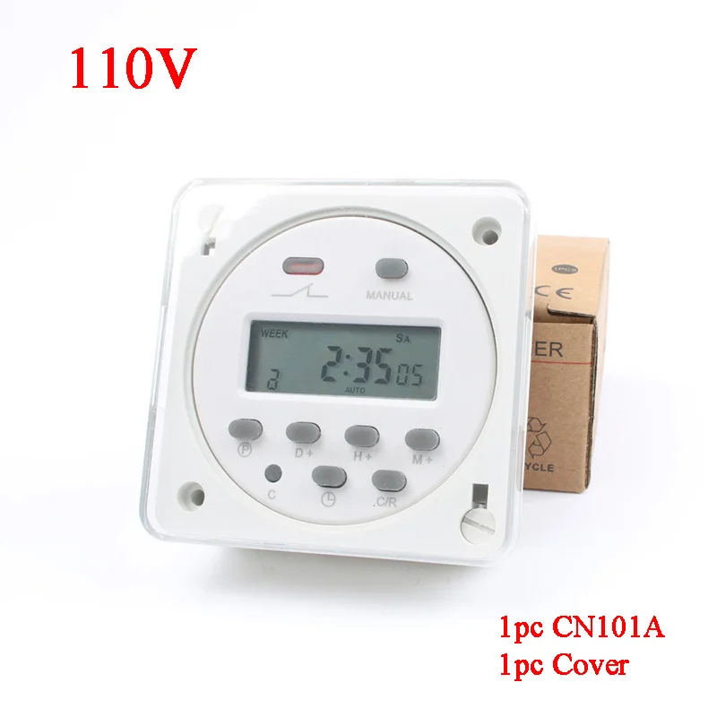 CN101A AC 220 В 230 в 240 В 8A до 16A реле времени таймер 10A CN101 цифровой ЖК-дисплей питание Еженедельный программируемый с защитной крышкой - Цвет: 110V