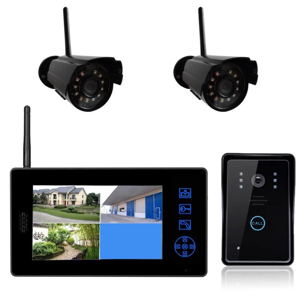 2,4G Беспроводная 1MP CCTV камера наружная ИК камера Крытая 7 дюймов Цветная lcd полный набор видео домофон и система наблюдения
