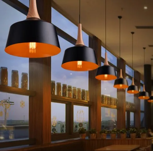 Металлический деревянный подвесной светильник Эдисона в стиле лофт современные