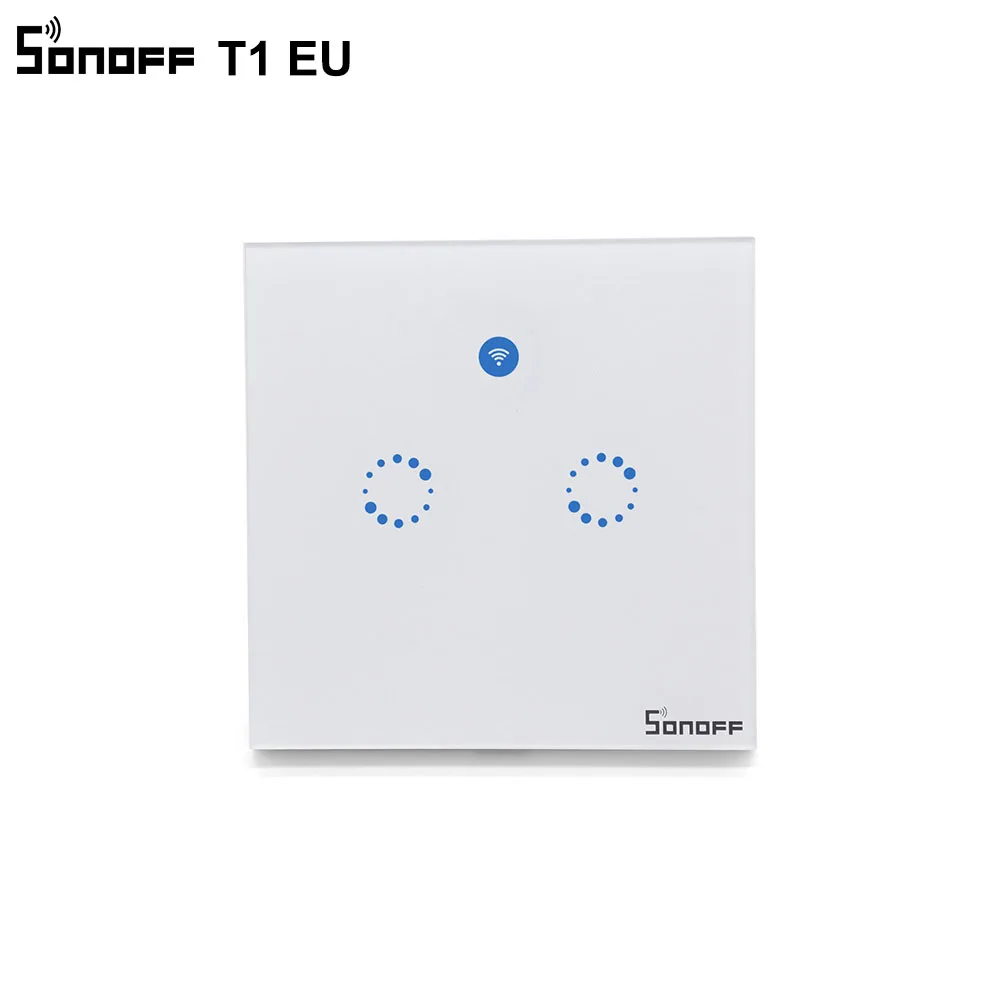 Интеллектуальный выключатель света Sonoff T1 ЕС 1/2 комплекта настенных сенсорный Умный переключатель Панель дистанционного Управление Беспроводной выключатель света Панель пластина для работы Alexa/гнездо