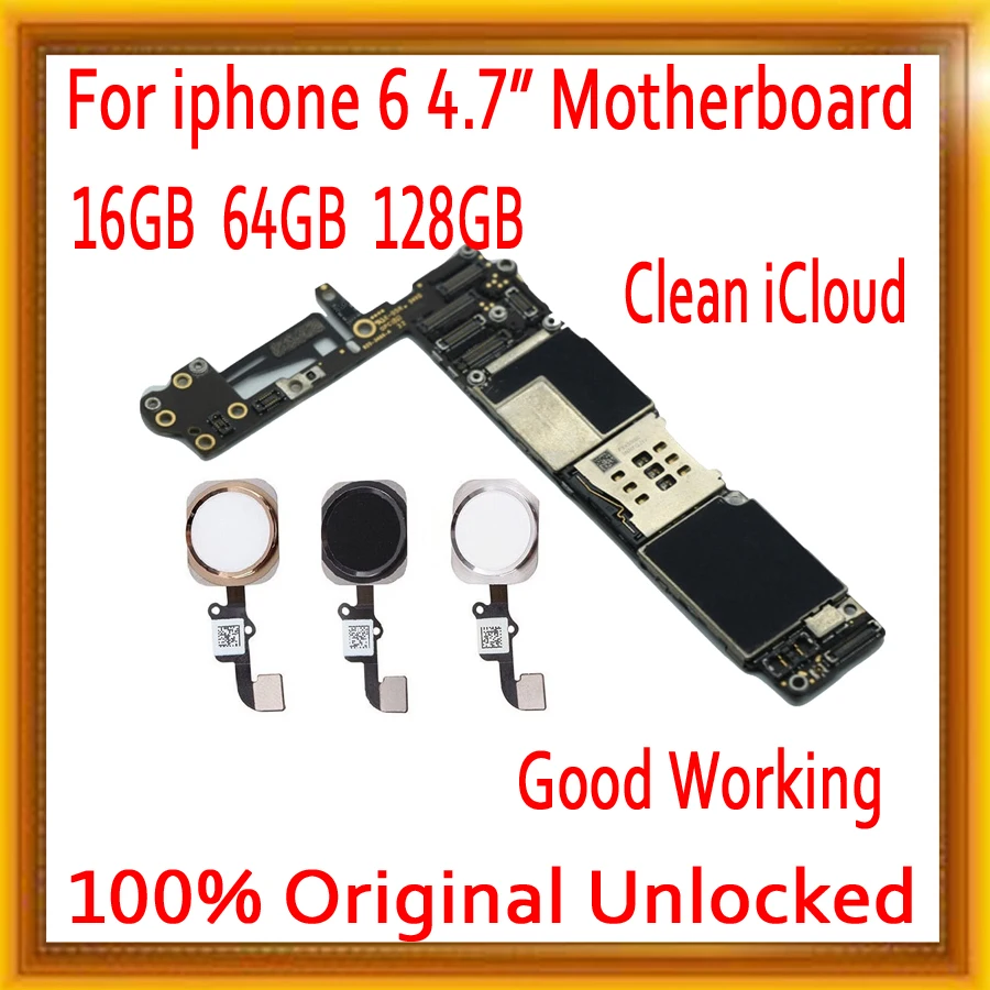 Оригинальная материнская плата для iphone 6 с сенсорным ID/без Touch ID, полностью разблокированная для iphone 6 материнская плата 16 Гб/64 Гб/128 ГБ