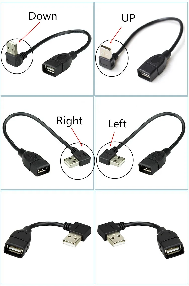 10 см 20 USB 2 0 A Штекерный к женскому 90 Угловой удлинитель Кабель USB2.0 M/F