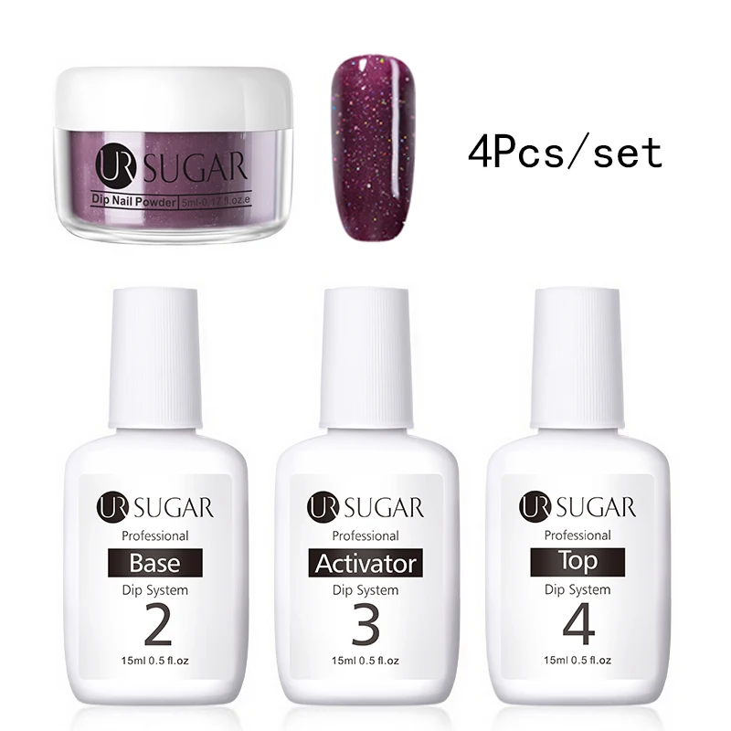 4Pcs Set 11 Ur Sugar 5 мл голографический блеск окунания ногтей порошок Набор градиентные ногти Dip украшения порошок натуральный сухой без лампы лечения Топ - Цвет: 4Pcs Set 11