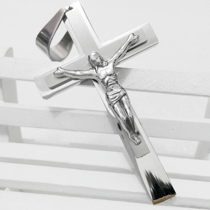 Ожерелье с кулоном в виде Креста Иисуса из серебра и золота 2014 пробы|fashion statement